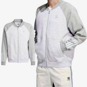 NWT ADIDAS ORIGINALS MEN‘S FLEECE SST TRACK JACKET Light grey/white HI2995